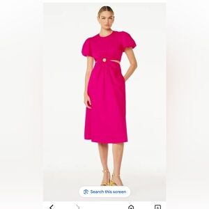 Scoop Women's Cut Out Midi Dress with Puff Sleeves